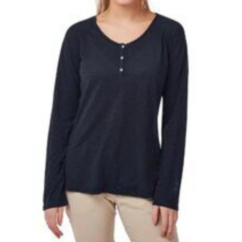 Craghoppers Blue Long Sleeve‎ Henley Insect Shield Shirt Size L Outdoor Bug